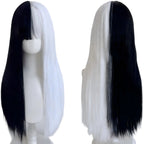 monokuma cosplay black and white long wig