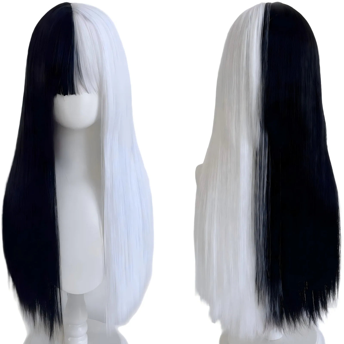 monokuma cosplay black and white long wig