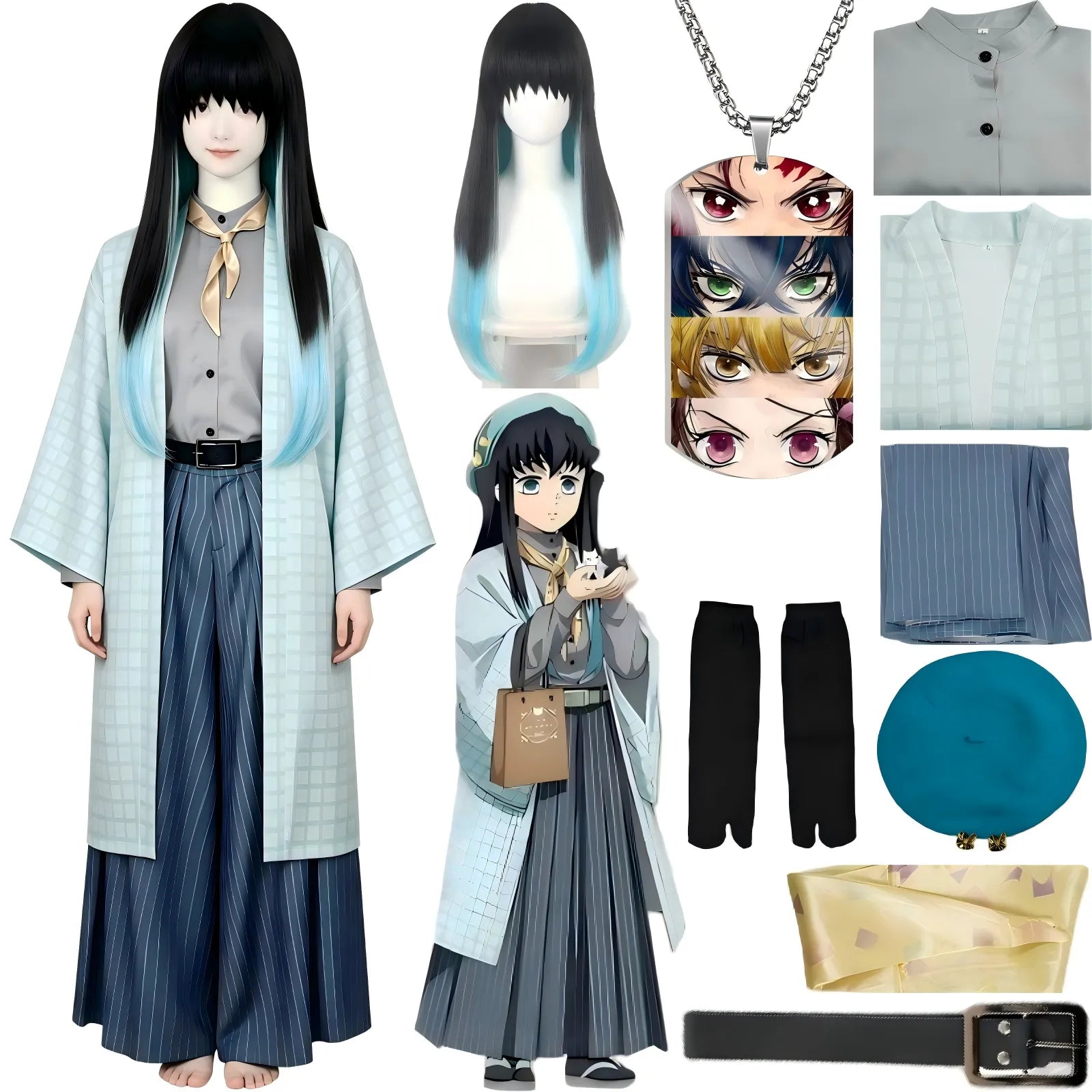 muichirou tokitou cosplay costume complete set with gradient wig and full accessories