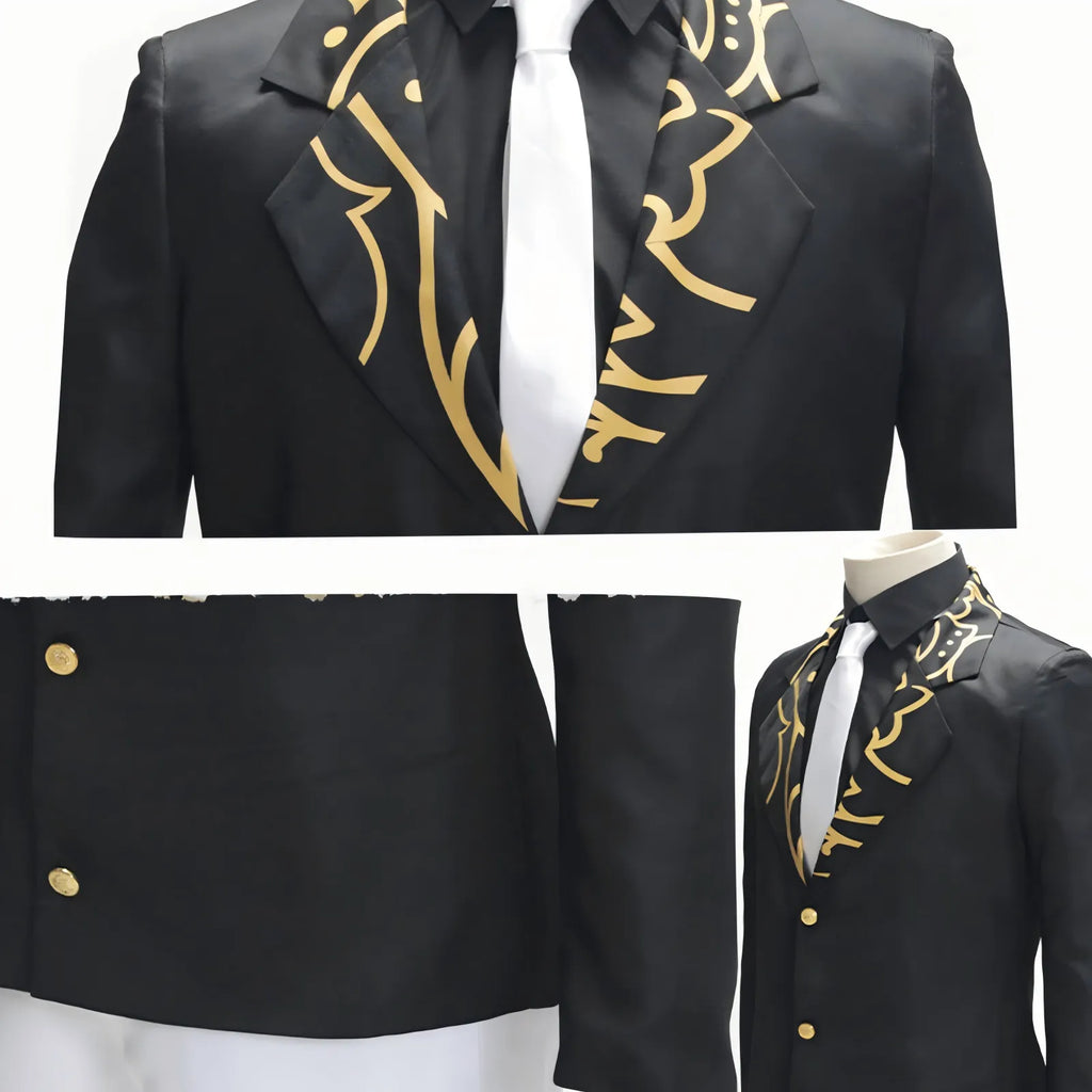 close‑up of gold pattern on muzan kibutsuji cosplay jacket