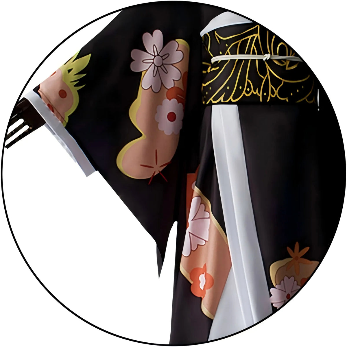muzan kibutsuji cosplay kimono fabric print close‑up