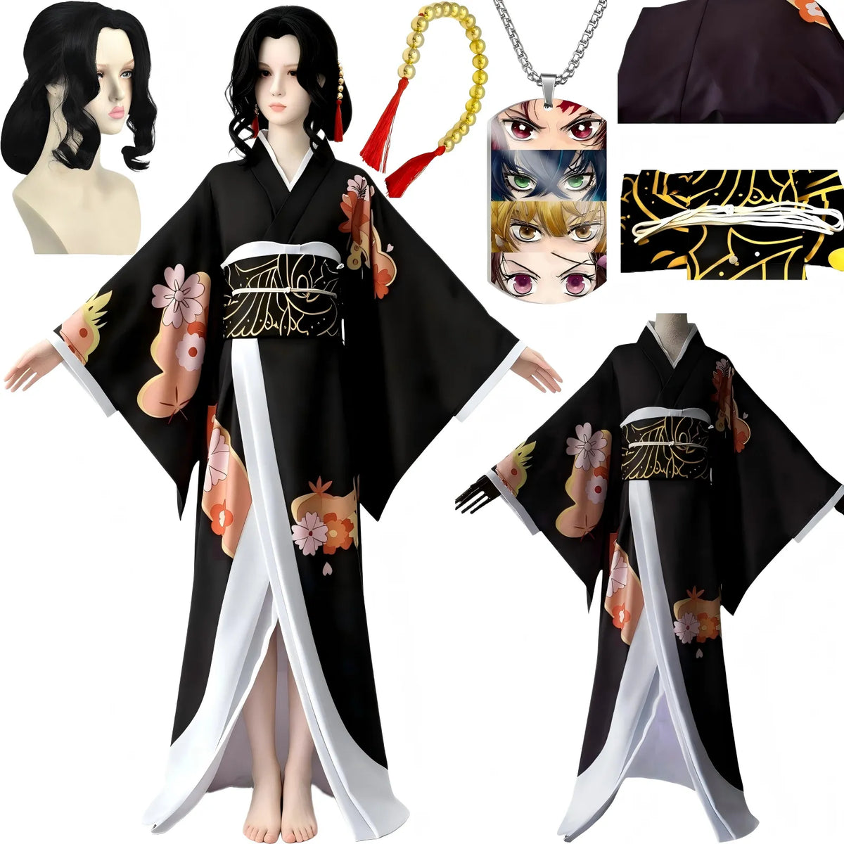 muzan kibutsuji cosplay kimono with styled wig demon slayer