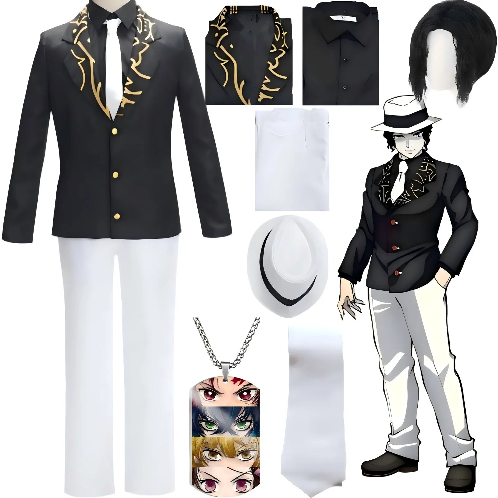 muzan kibutsuji cosplay costume with matching wig