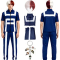 todoroki shoto cosplay set including top, pants, red white wig and mha keychain