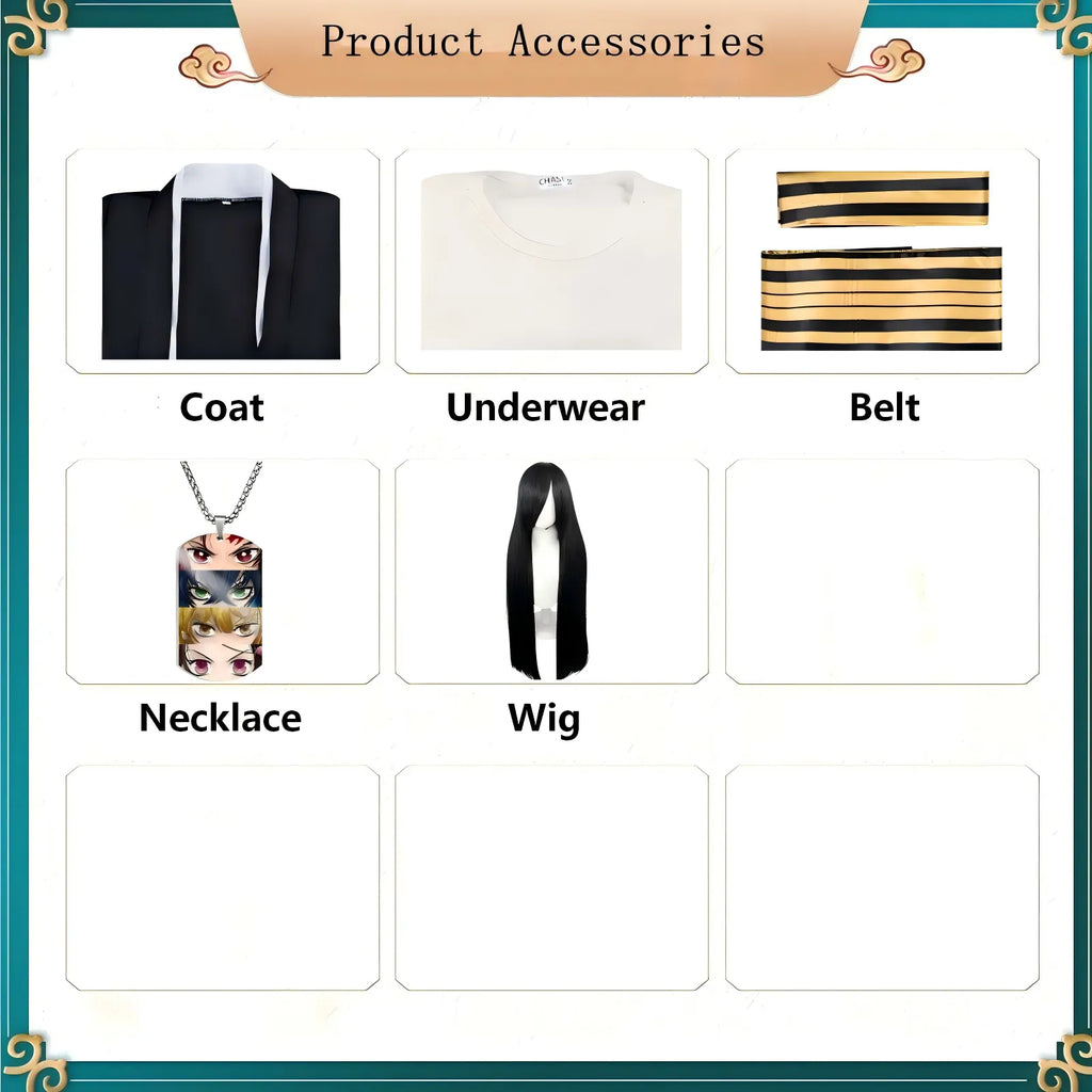 nakime cosplay costume accessories layout chart