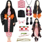 nezuko demon slayer cosplay set including gradient wig