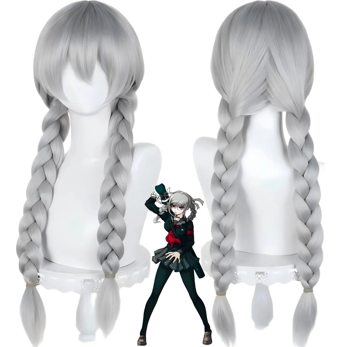 peko pekoyama long grey braid cos wig