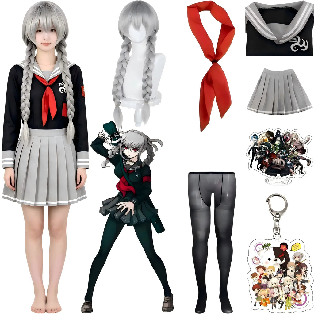peko pekoyama cos suit including grey braided wig