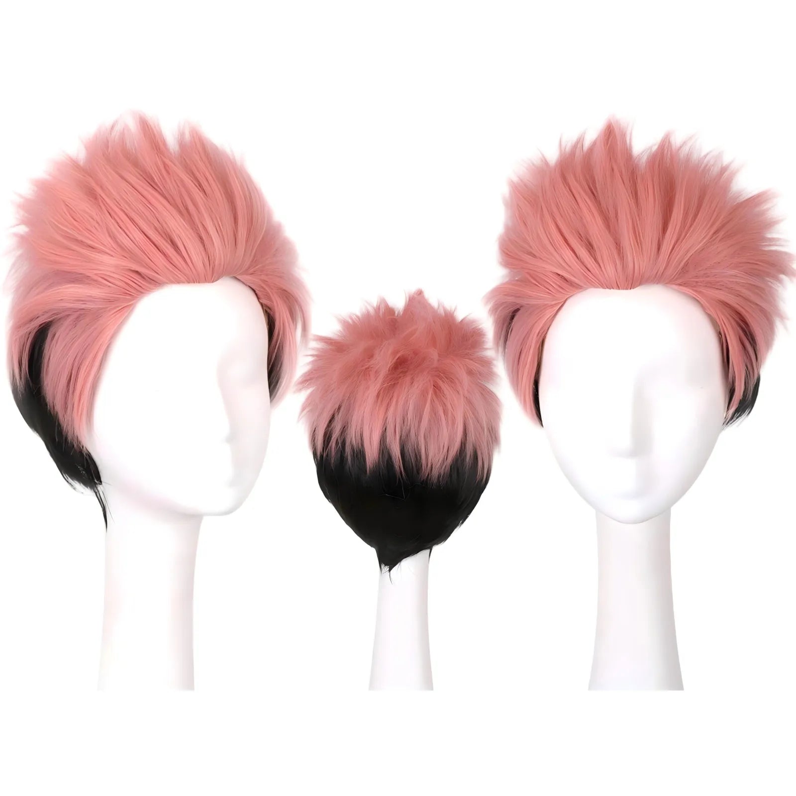 multi‑angle display of ryomen sukuna short gradient wig