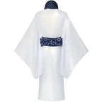 back view of ryomen sukuna white navy cosplay kimono
