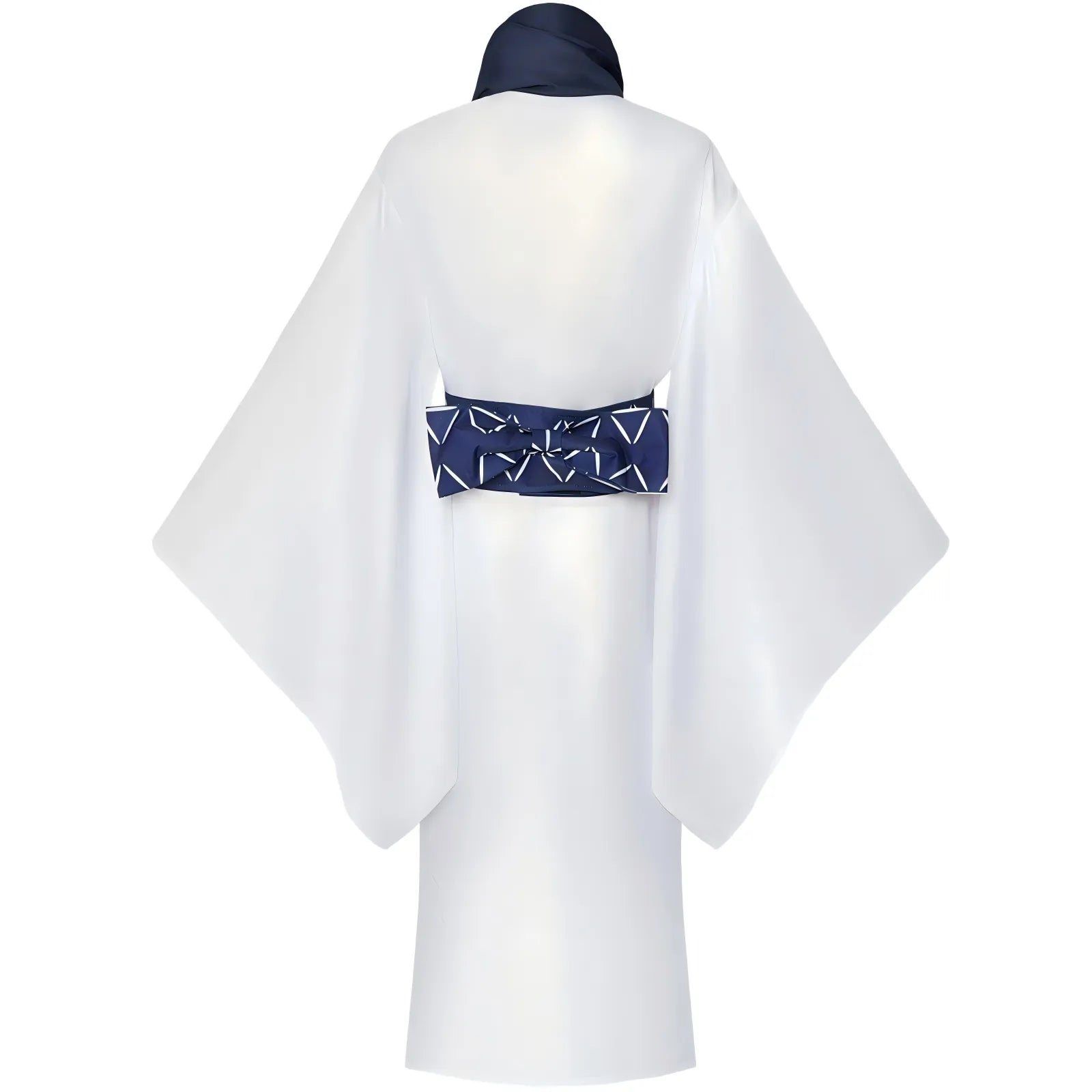 back view of ryomen sukuna white navy cosplay kimono