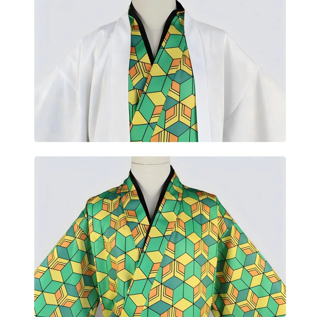 close‑up detail of sabito cosplay fabric pattern