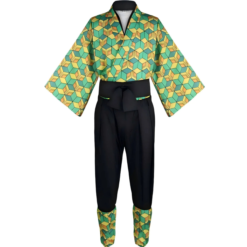 sabito geometric print kimono top cosplay clothing