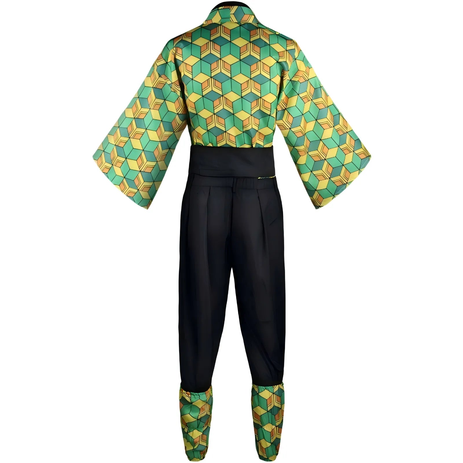 back view of sabito cosplay patterned kimono top