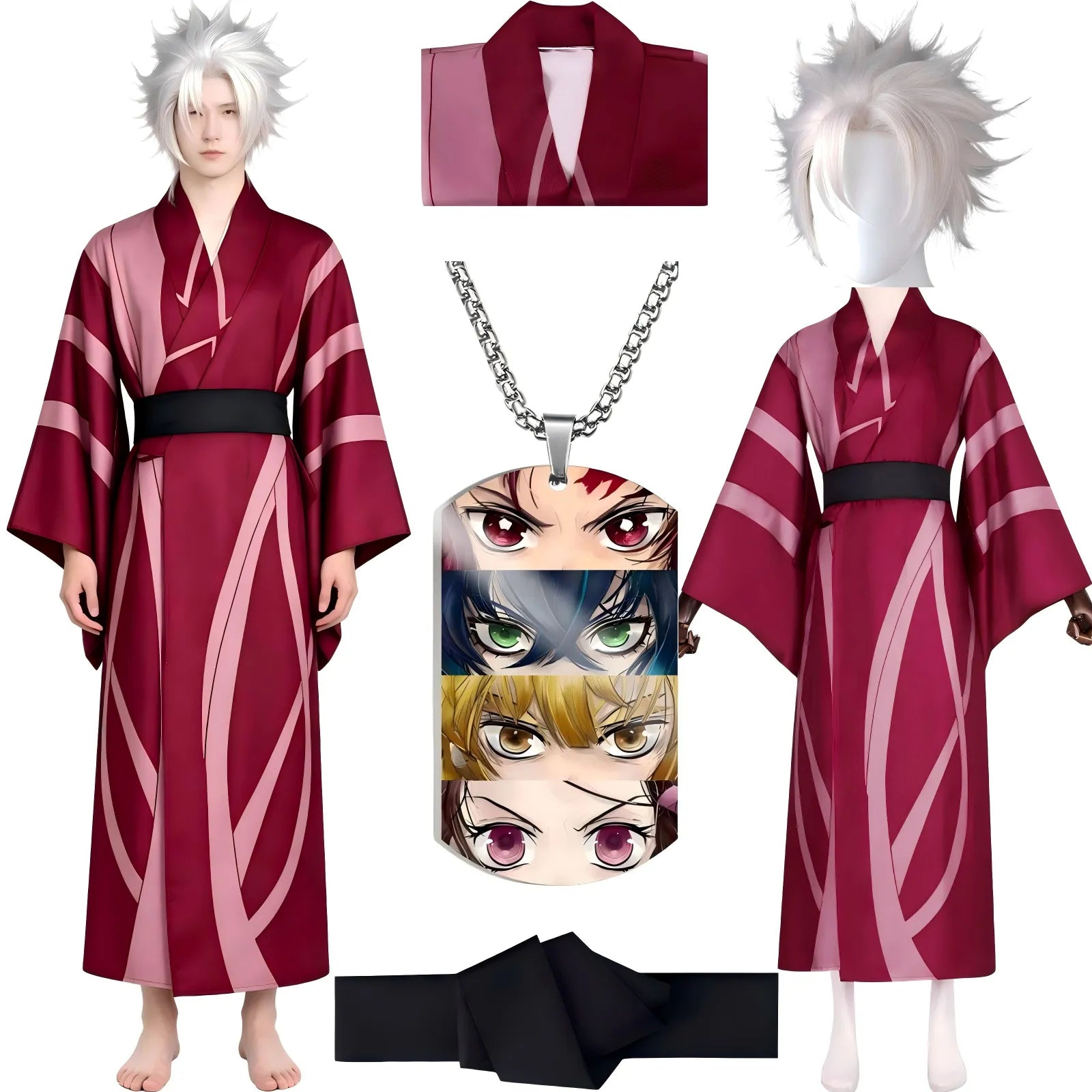 sanemi shinazugawa cosplay costume set with wig and accessories