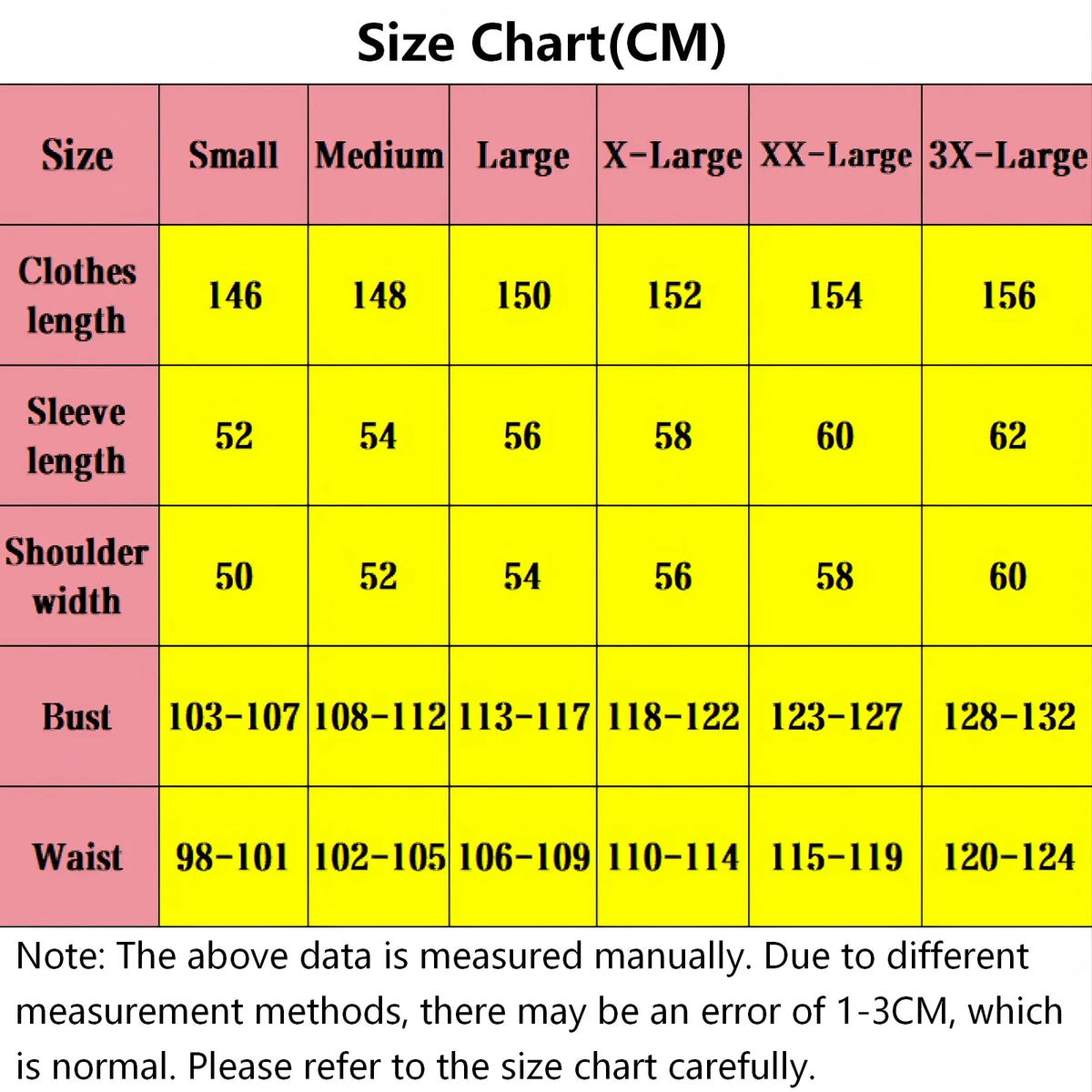 sanemi shinazugawa cos costume size chart in centimeter