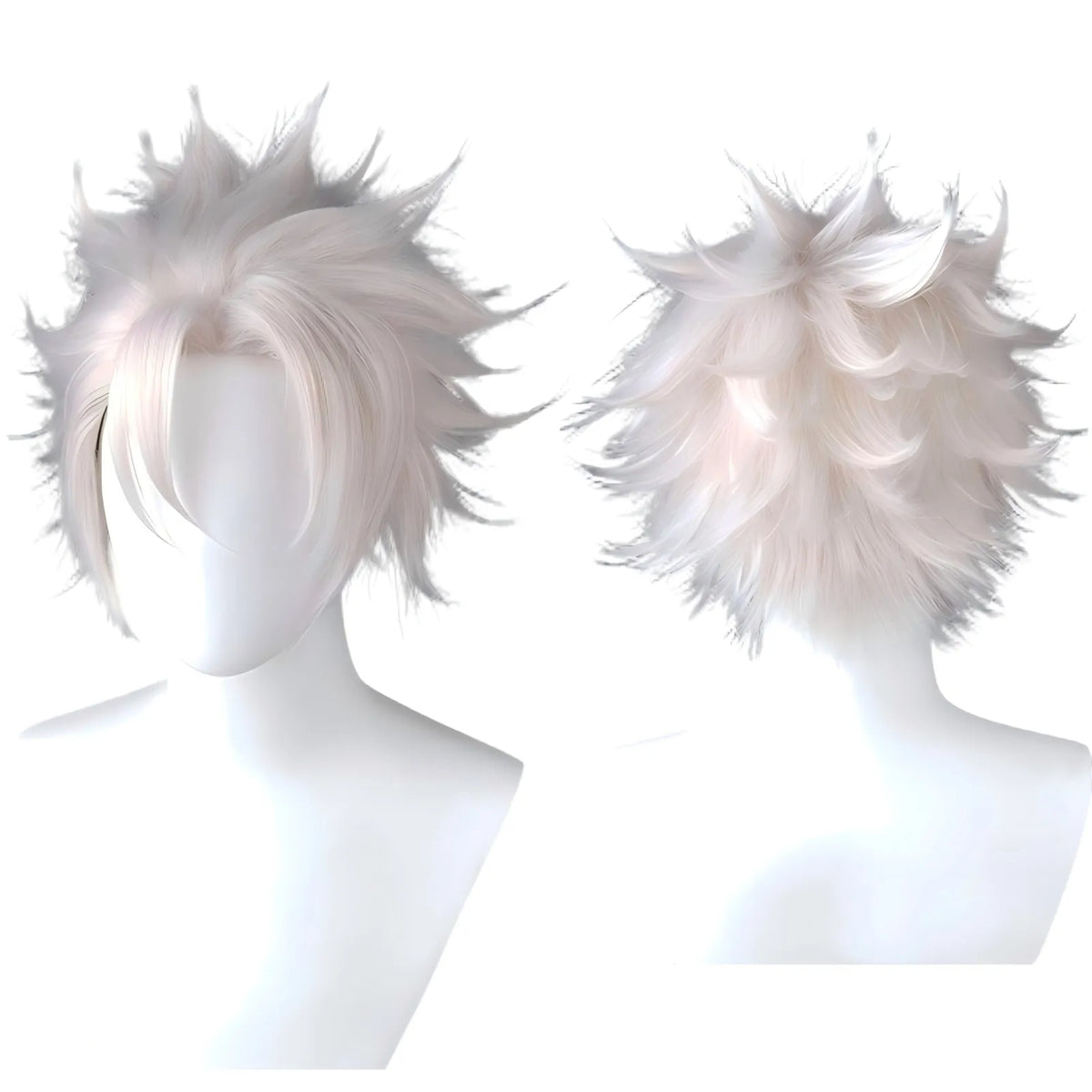 sanemi shinazugawa silver spiky cos wig front back view