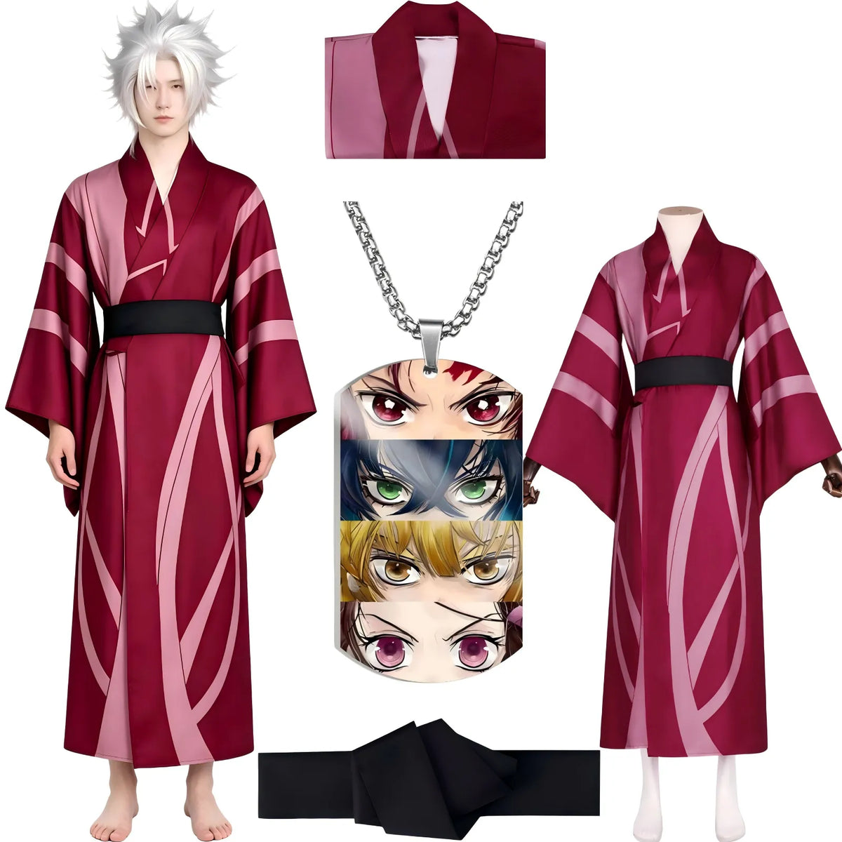 sanemi shinazugawa cosplay full set with wig necklace belt