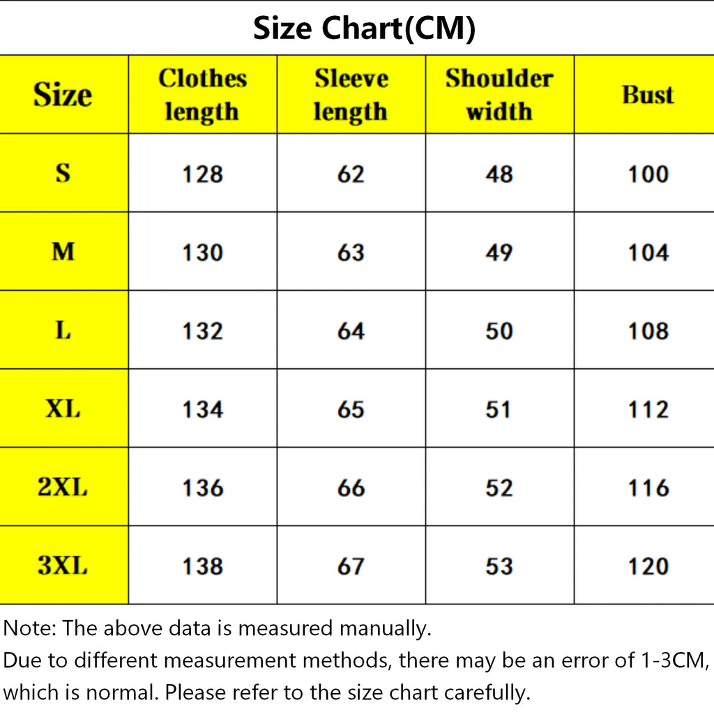 size chart for sanji wano kimono cosplay, measurements for robe in cm, size s to 3xl