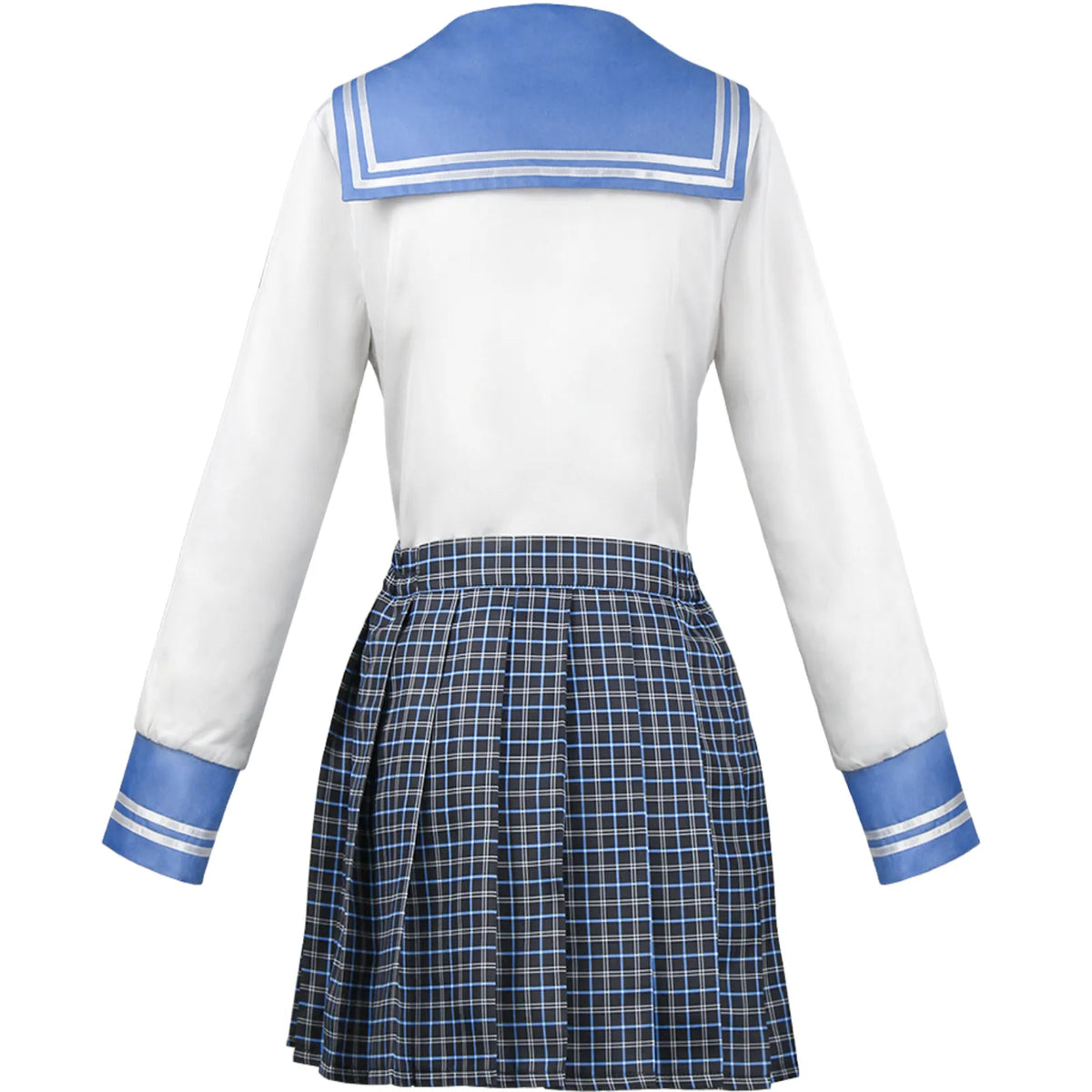 back view of sayaka maizono sailor cosplay outfit with plaid skirt