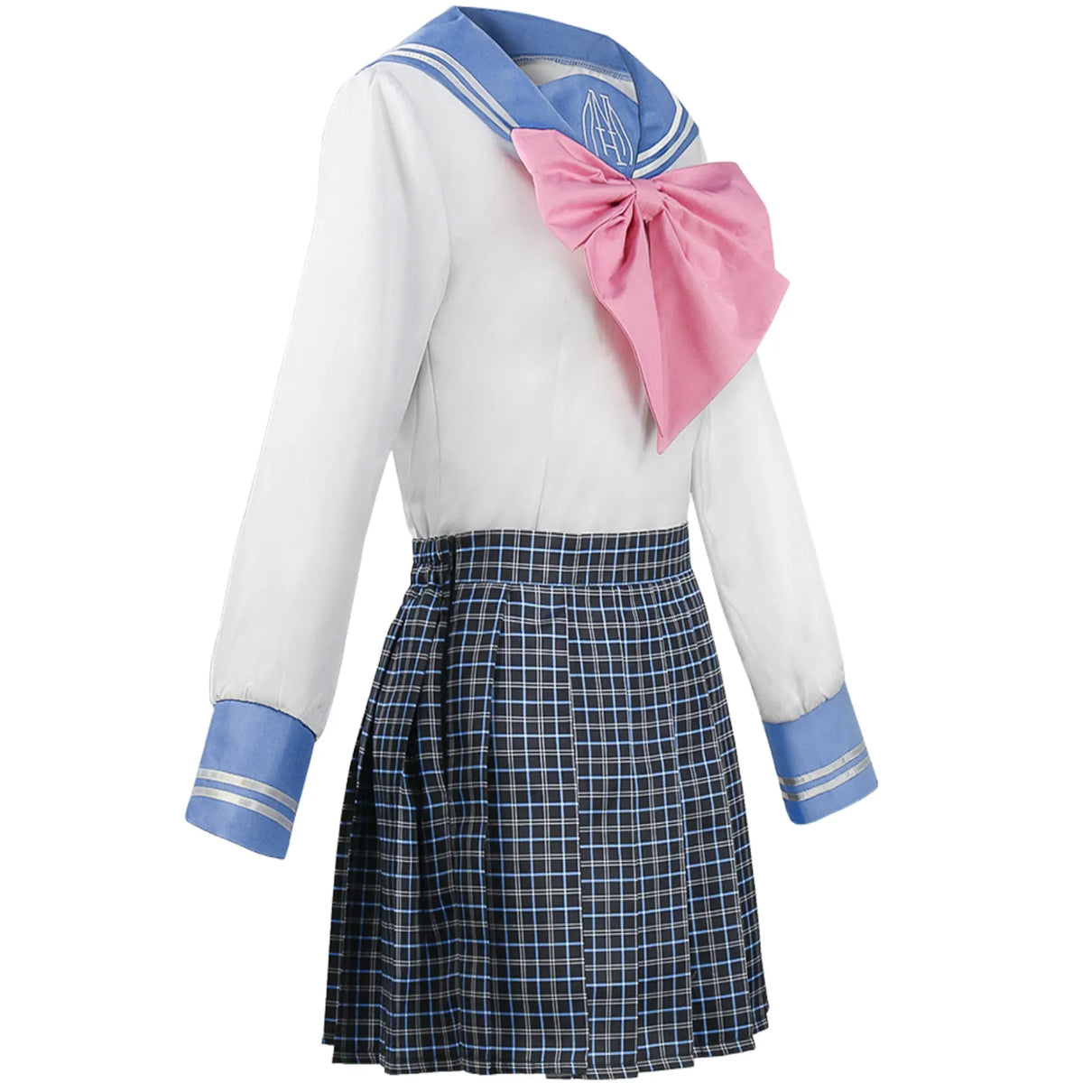 side view of sayaka maizono sailor school uniform cosplay on mannequin