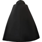 back view of shanks black cloak cosplay, stand collar long cape, solid black fabric on white background