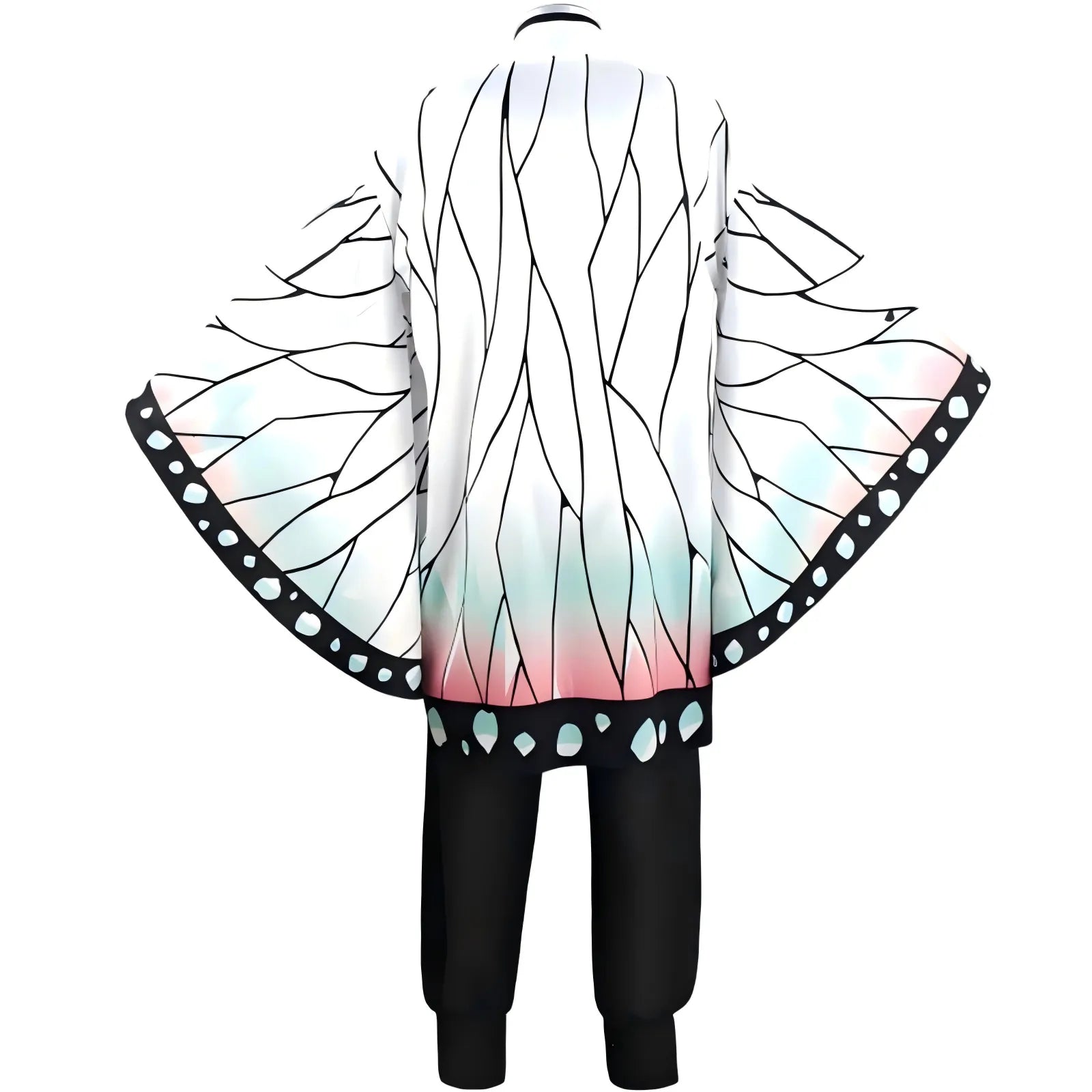 back view of shinobu butterfly print haori cosplay coat