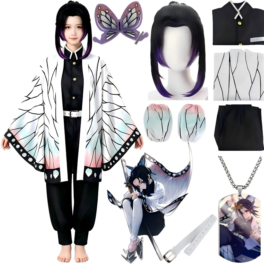 shinobu cosplay set with matching gradient wig display