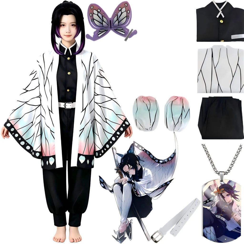 woman wearing shinobu demon slayer cosplay full costume