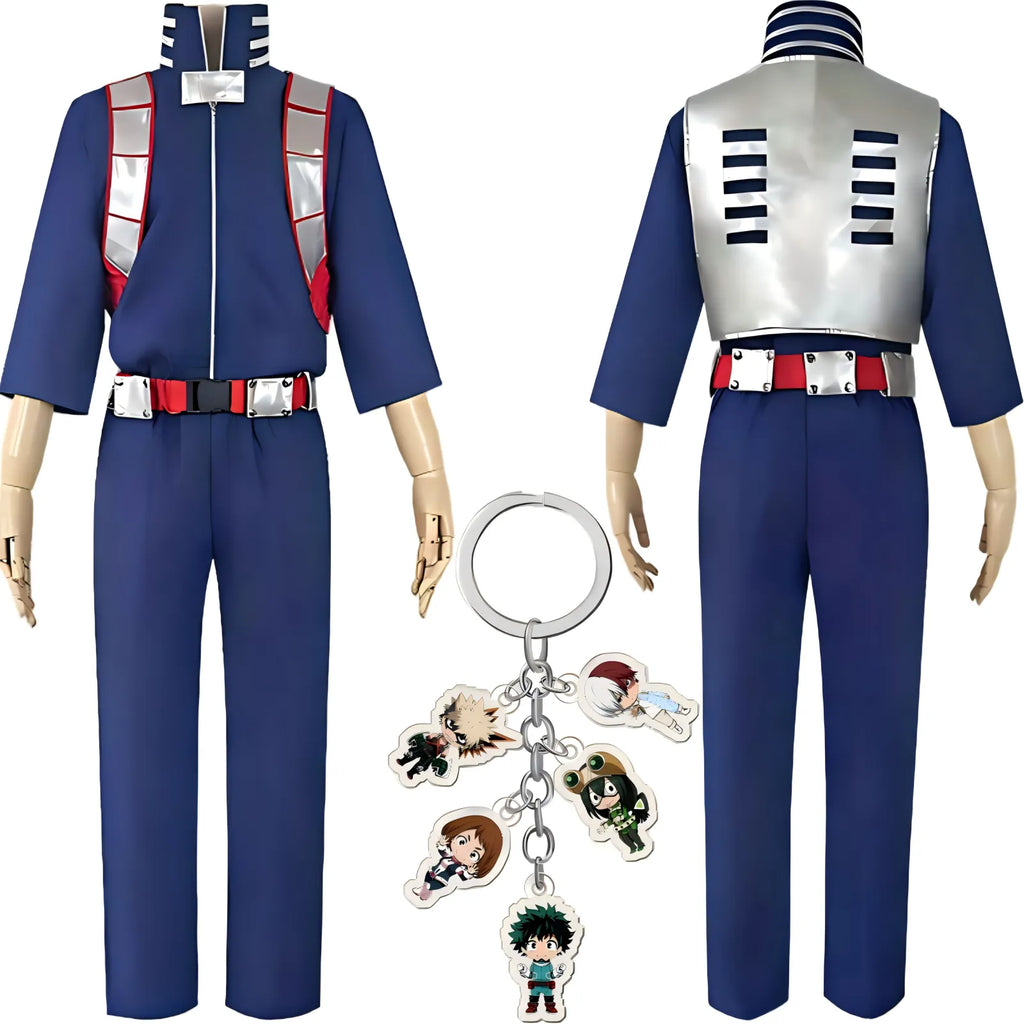 shoto todoroki my hero academia cos blue hero jumpsuit front back view acrylic keychain accessory