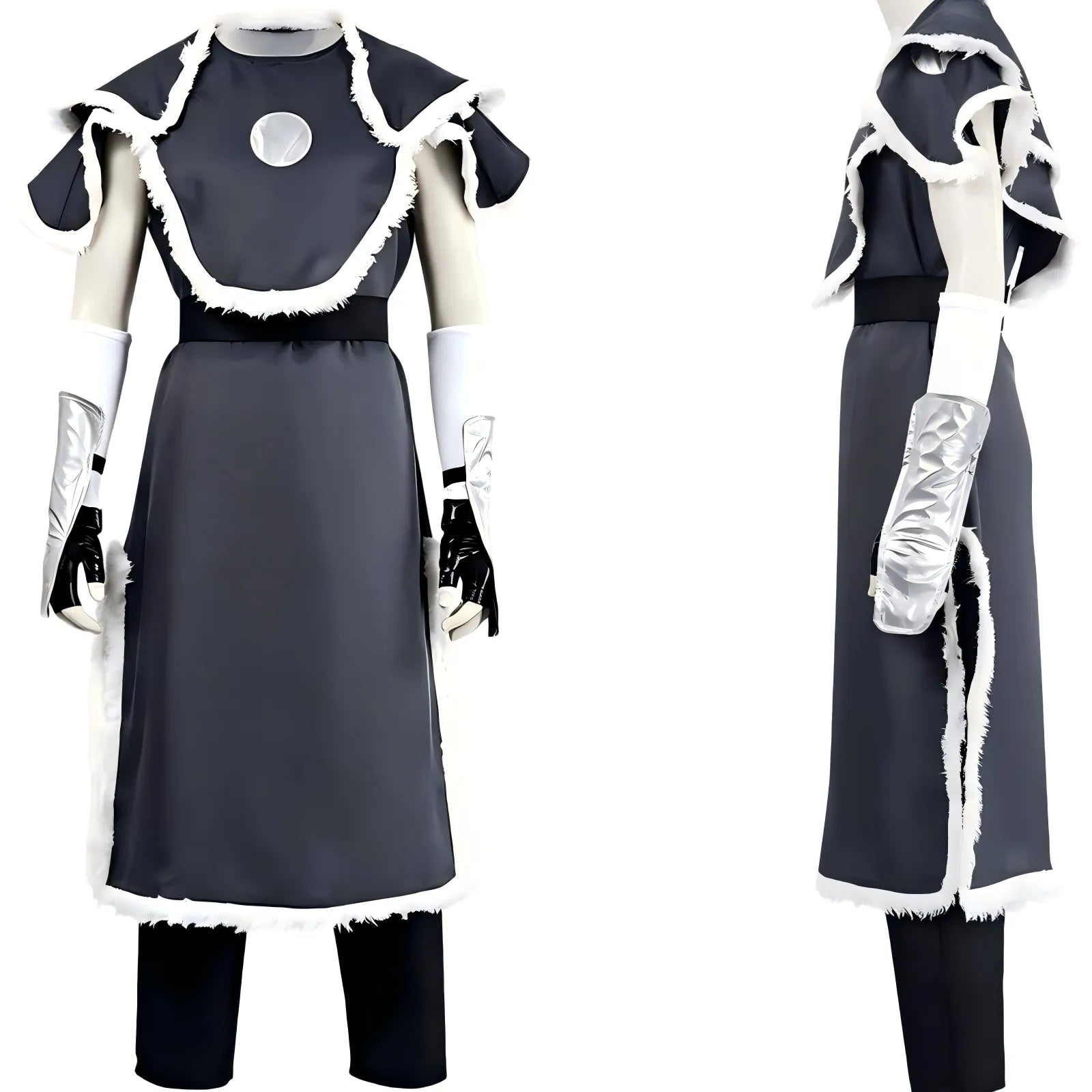 front side dual view sokka costume avatar the last airbender fur trimmed robe cosplay suit