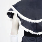 closeup back view sokka shawl white fur trim avatar the last airbender costume