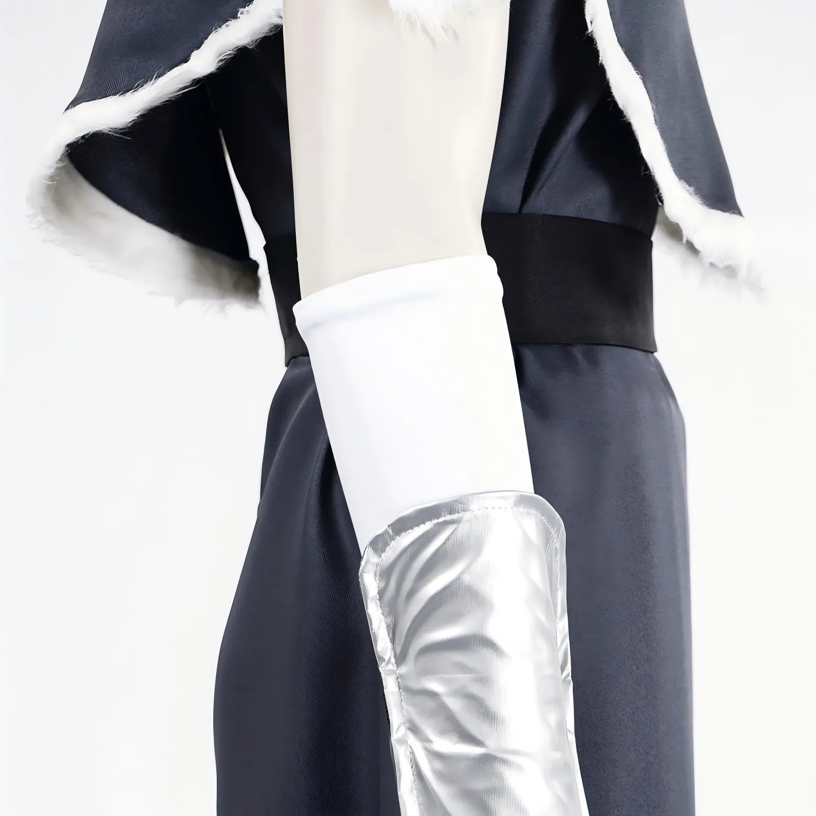 closeup detail of silver arm guard sokka cosplay costume avatar the last airbender