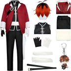 complete stark frieren cosplay costume set with red black anime wig full accessories