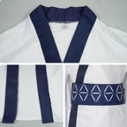 close‑up details of sukuna kimono collar and belt pattern