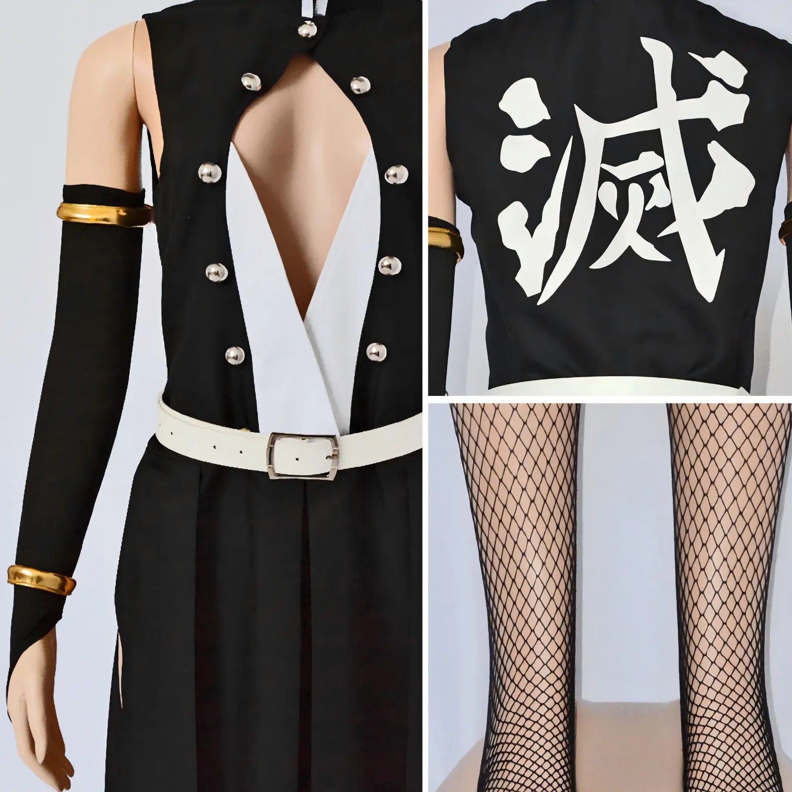 closeup details of tengen uzui female cosplay suit