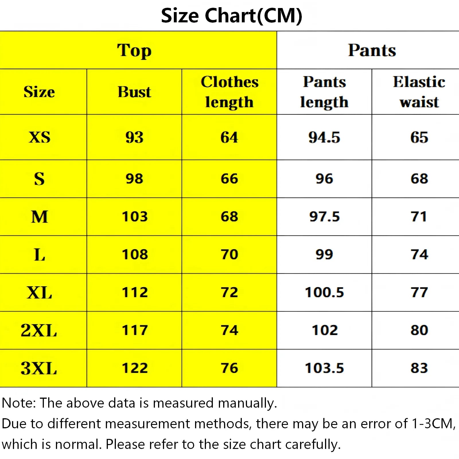uzui tengen cos size chart table with bust, length and waist measurements in cm
