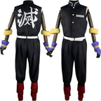 uzui tengen demon slayer cos on wooden mannequin, front and back side‑by‑side