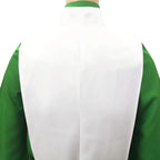 close-up back view of toph cosplay white vest, avatar the last airbender costume fabric
