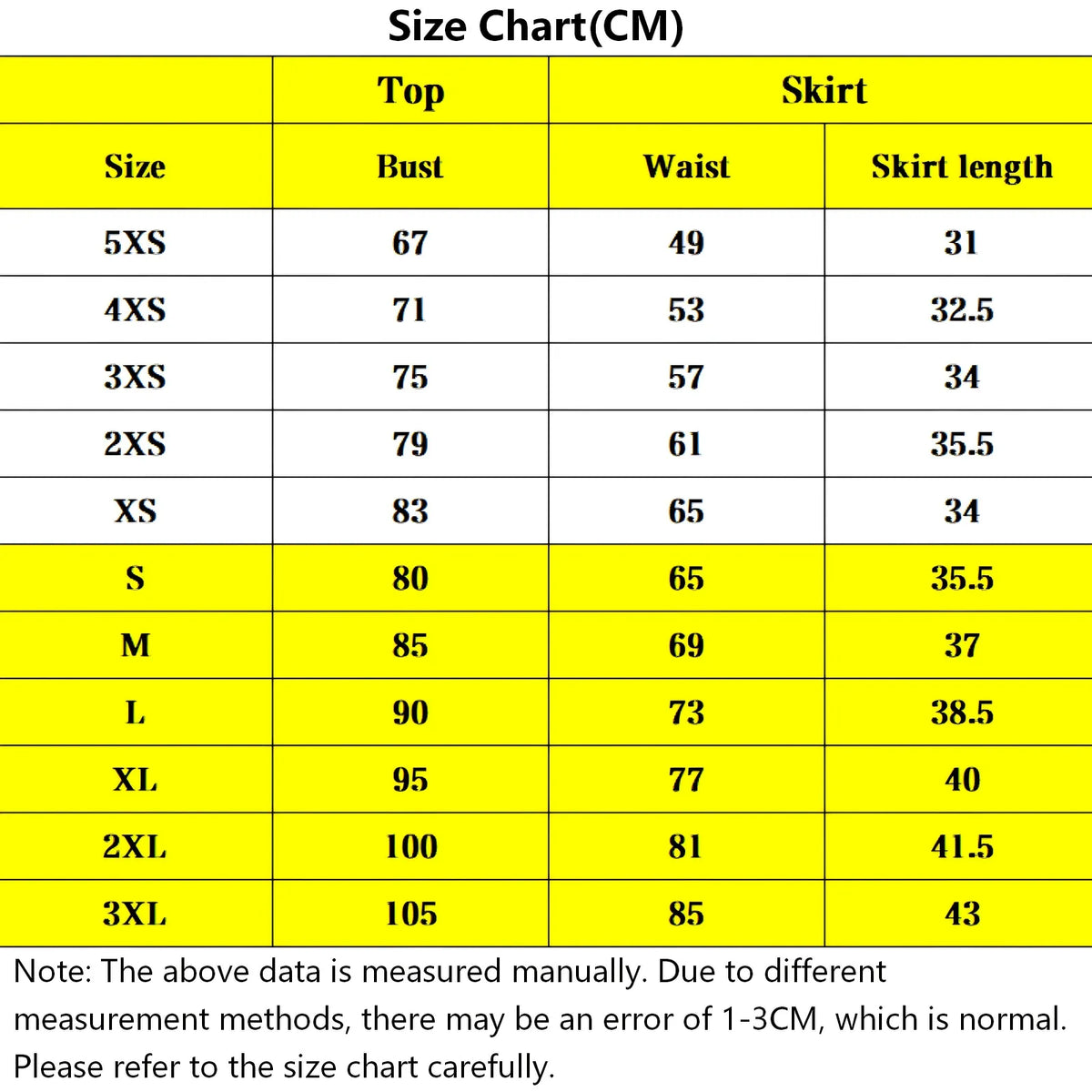 tsuyuri kanawo cosplay costume cm size measurement chart