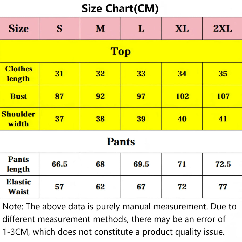 size chart in cm for ty lee cosplay costume, measurement data for top and pants