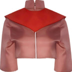 ty lee cosplay cropped stand collar top, red triangular shoulder panel, front zipper
