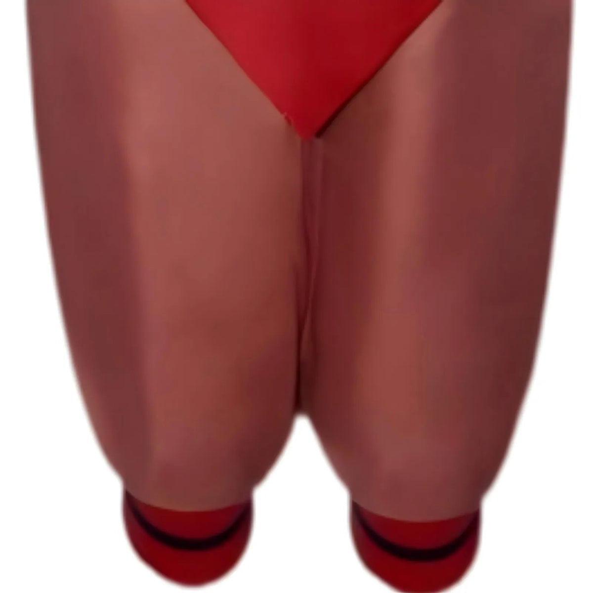partial view of ty lee cosplay loose harem pants, red ankle cuffs with black stripe