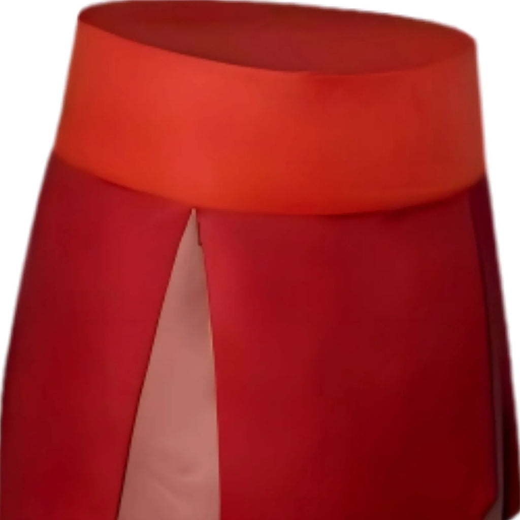 close-up of red waist apron for ty lee cosplay costume, wide red waistband