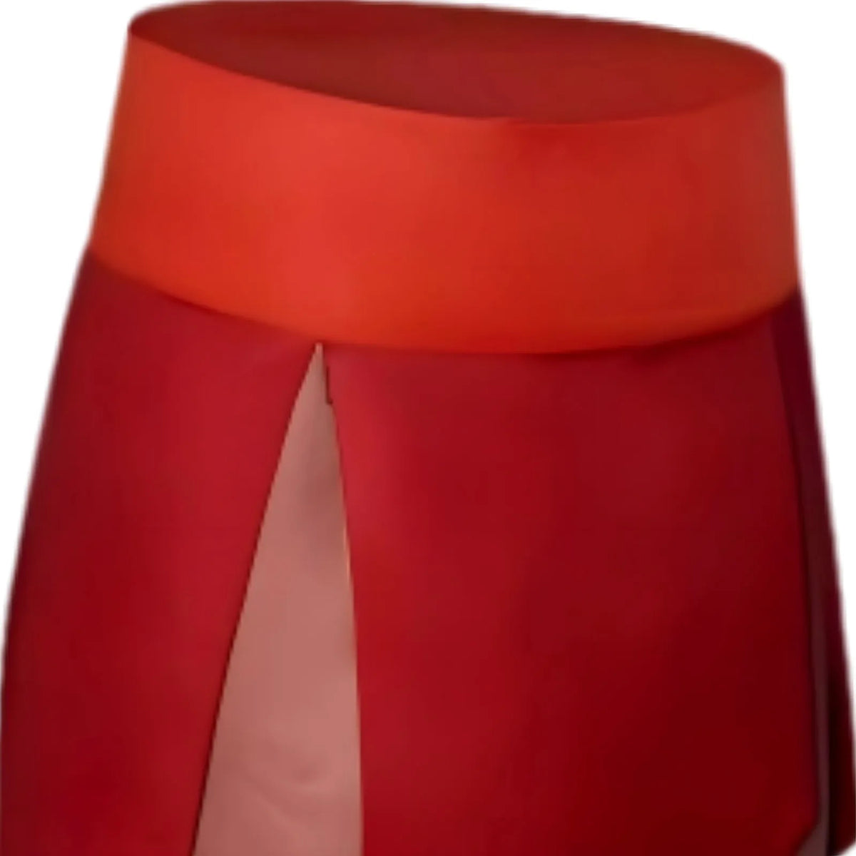 close-up of red waist apron for ty lee cosplay costume, wide red waistband