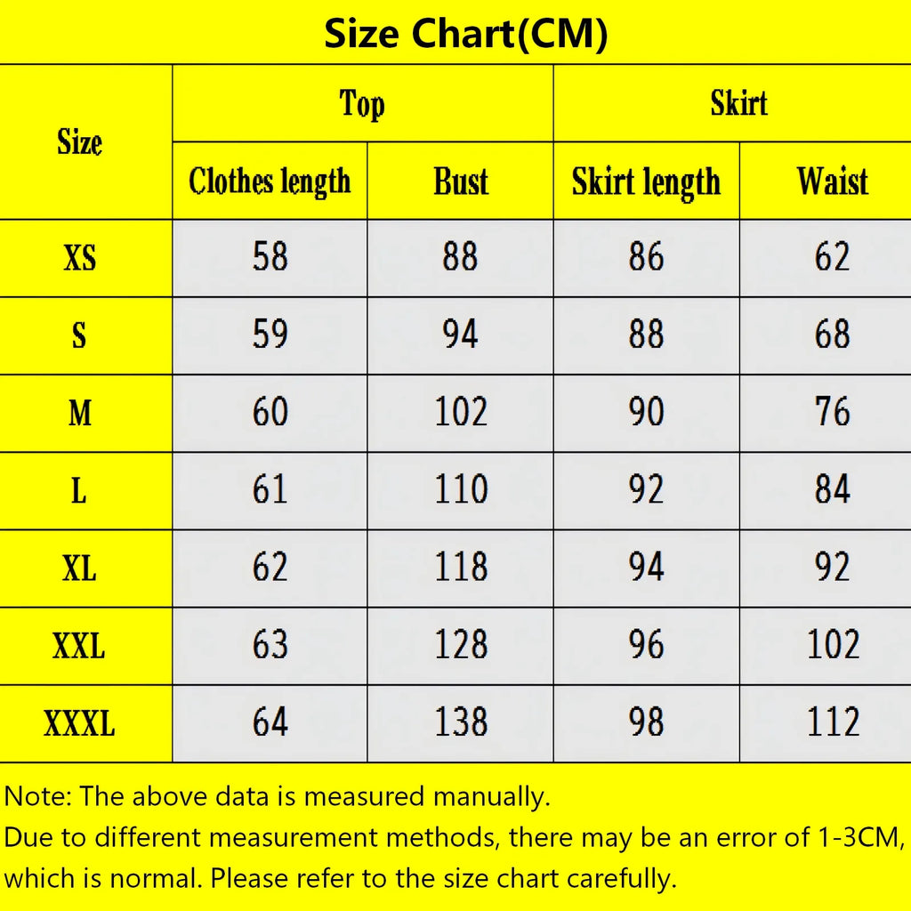 size chart for utahime iori cosplay costume, measurements in centimeters