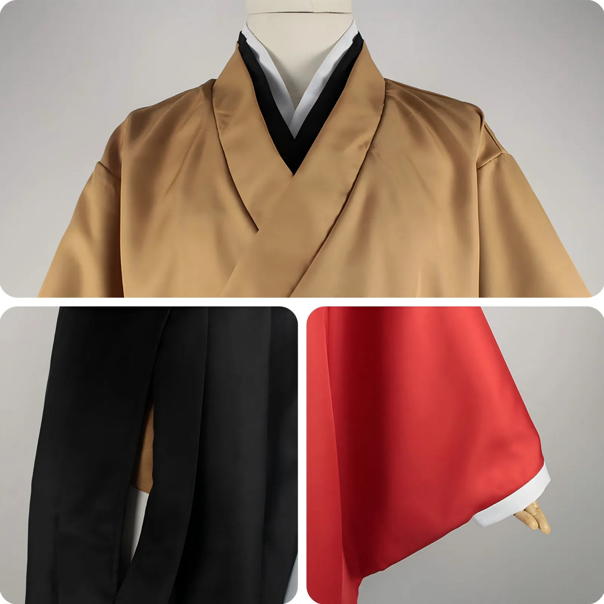 close‑up texture details of yoriichi tsugikuni cosplay kimono fabric