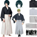 zenin naoya cosplay suit, jujutsu kaisen hakama costume and green wig