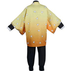 back view of zenitsu yellow‑orange triangle print haori