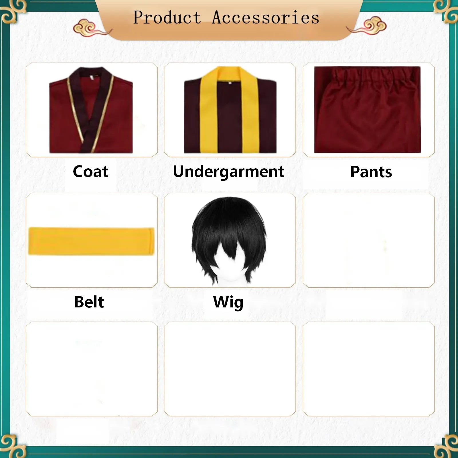 accessories list of zuko fire nation cosplay costume set